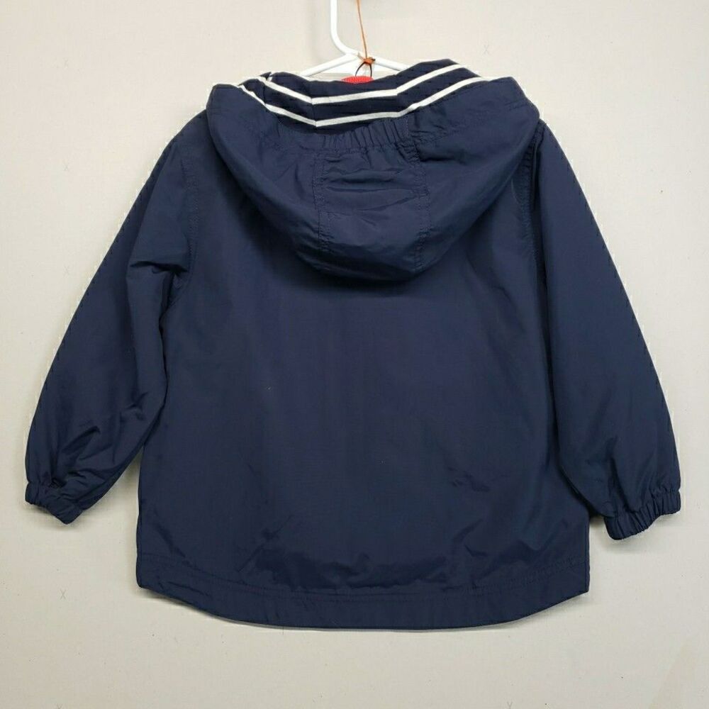 Hanna Andersson Rain Jacket 100 Kids Size 4 Navy Blue Striped Lined Gorpcore - Picture 5 of 9